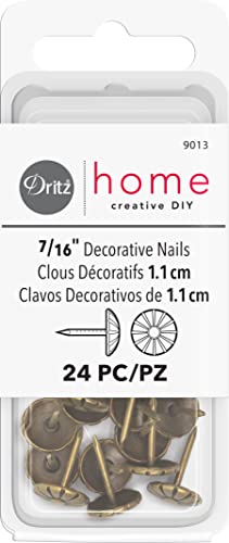 Dritz Home 9013 Daisy Decorative Nails, 7/16-Inch, Antique Brass (24-Piece)