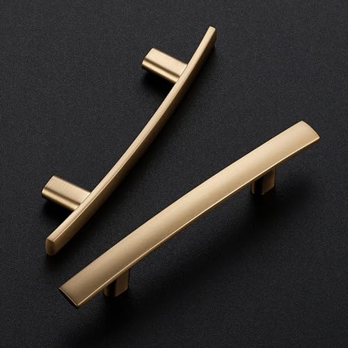Image of Ravinte 20 Pack Cabinet Handles Champagne Bronze Cabinet Pulls Kitchen Cabinet Handles,Curved Drawer Pulls in 5-3 /16 Inch Length with 3 Inch Hole Center Arch Kitchen Cabinet Hardware