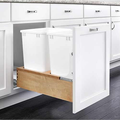 Image of Rev-A-Shelf Double Pullout Trash Can w /Soft-Close Slides, 14.5 inch Min Opening