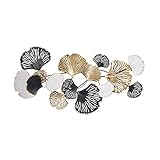 TROONZ 3D Wanddeko Metall, Kreative Golden Ginkgo Leaf Dekorativ Wandbild Metallbild Metallwanddekoration Kunst Wandskulpturen Wohnkultur