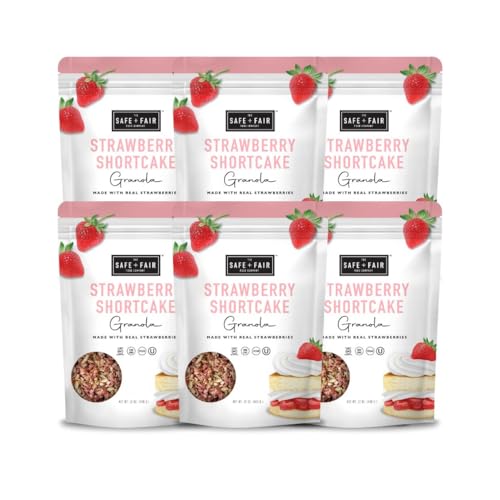Image of The Safe + Fair Food Company Strawberry Shortcake Granola - 12oz, 6 Pack | Gluten-free, dairy-free & vegan snack, allergen-free, non-GMO, no artificial ingredients