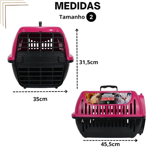 Caixa Transporte N2 Gato Pets + Kit Caixa De Areia Comedouro (ROSA, N2)
