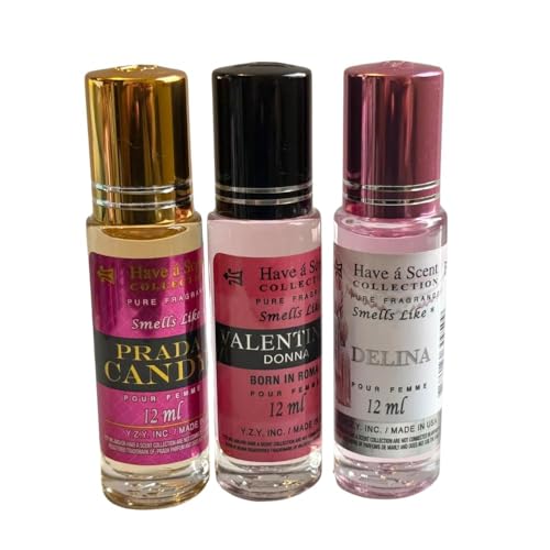 Assorted Women's Roll-On Perfume Oil Set - 3-Pack, Long-Lasting Scents Perfect for Every Occasion, 3 P DEL,PCAN,VBIR