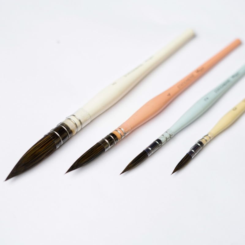 Image of Stationerie Paint Brush Set Handmade Soft Aqua Synthetic Hair with Stainless Wire Ideal for Art Paint, Watercolor, Quill, Oil Acrylics, Artists Brush Set (Candy MOP)