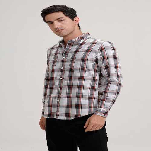 Image of BASICS 100% Cotton Checked Shirt for Men | Slim Fit | Everyday Smart Casual Wear | Full Sleeve