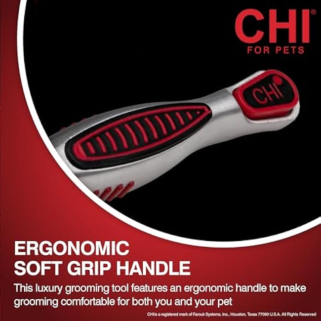 CHI for Cats High-End Self-Cleaning Slicker Brush, Perfect for Indoor Long-Haired Pets, Effective Shedding and Grooming Tool-sftCRmtb