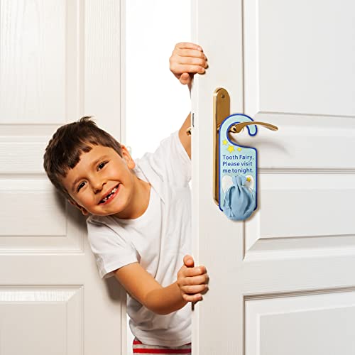 Image of Qunclay Tooth Fairy Door Hanger Bag Fairy Holder Baby Keepsake Container for Lost Teeth Kids Boys Girl Encourage Gift