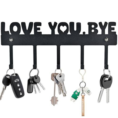 YNQIZKI Key Holder Wall Mount – 'Love You.Bye' Entryway Organizer