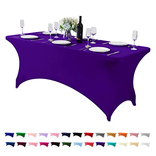 Best Deal 🛒 Hezuzo Spandex Table Cover for 6Ft or 4fT or 8ft Table Universal Fitted Stretch Tablecloth for Party, Banquet, Wedding and Events