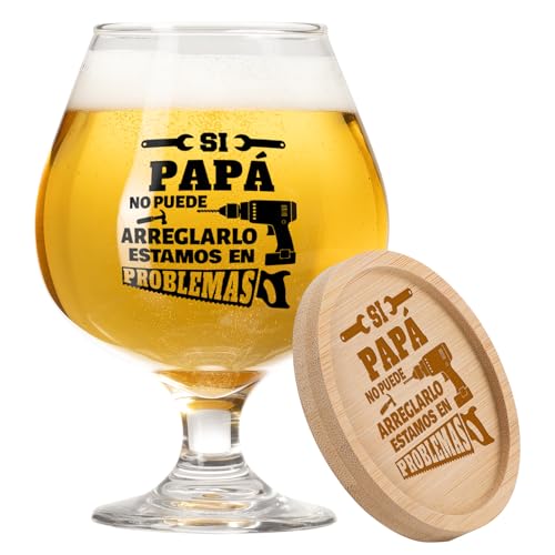 PRSENTLY Presente pai copos de cerveja com base para copos de bambu, presentes para pai pai, homem ideal para aniversário, Natal, dia do pai para filha e filho