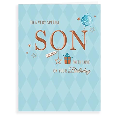 Avant Garde Studios Classic Birthday Card Son - 8 x 6 inches, blue|white|brown Cover