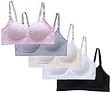 Herepai Teen Girls Seamless Bra Cotton Bras Adjustable Straps (38, Pleated Style)