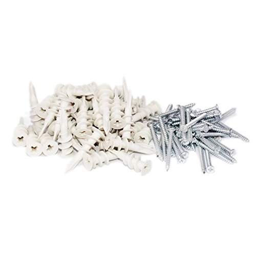 Drywall Anchor with Screws Sets - Plastic Self Drilling Dry Wall Anchors, 100 Pieces All Together - Thumbnail 5