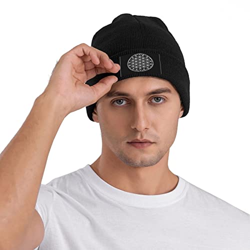 Flower Of Life Sacred Geometry Beanie Hat Knit Hat Cap Warmth For Men Women Hat Black #TOP6