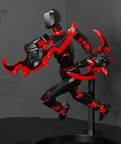 Image of Action Figure, Stick Titans, Stick Titan Portable and Easy to Use Model Very High Degree of Freedom Multi Articular Mobile Robot Doll Desktop Decoration (Red and Black)