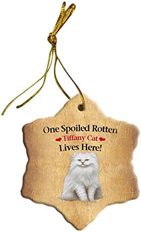 Doggie of the Day Tiffany Cat Christmas Snowflake Ceramic Ornament