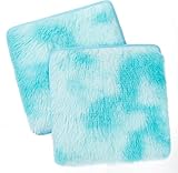 2 Pcs School Locker Rugs - Tie-dye 12 Inch Square Locker Decorations for Girls, Anti-Slip Fluffy Faux Fur Area Carpet for Middle School Locker Decor Aesthetic Nail Photography, Blue