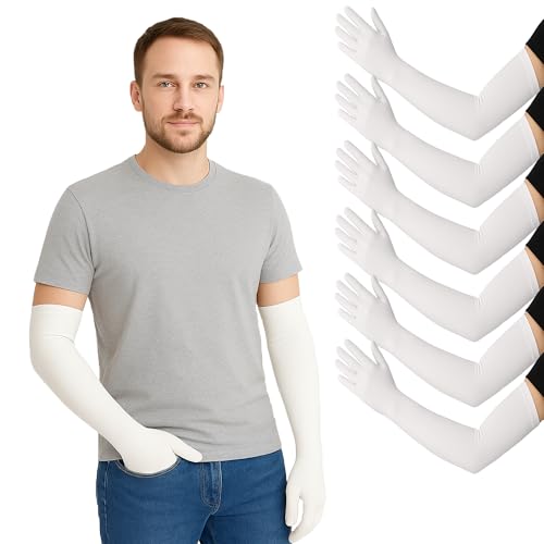 Image of Full Hand Gloves | UPF 50+ Sun Protection Arm Sleeves for Men & Women | UV Blocking Cotton Gloves for Driving, Cycling & Outdoor Sports