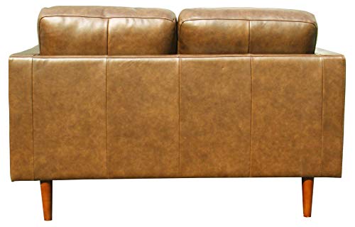 Amazon Brand - Rivet Revolve Modern Loveseat Sofa, 56"W, Caramel Leather #TOP4