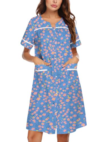 Image of Ekouaer Nightgowns for Women House Dress with Pockets Snap Front House Coat