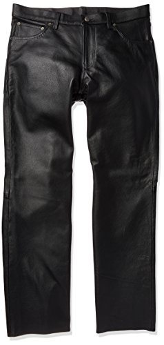 First Mfg Co Commander Mens Motorcycle Leather Pants Biker Riding Black Low Rise Pants with Liner Size 34