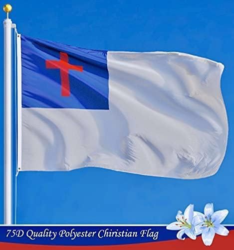 Miniatura 6 de G128 - Bandera Cristiana, 3 x 5 pies, serie LiteWeave, impresa en poliéster 100D, bandera religiosa, colores vibrantes, ojales de latón