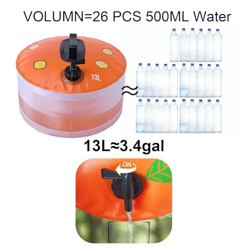 Contenedor de Agua Plegable 3.4 Galones con Grifo Antigoteo | Bolsa para Almacenaje al Aire Libre para Senderismo y Supervivencia | Camping, RV y Emergencias | Libre de BPA Color Amarillo Limón 3.4 Galones miniatura 2