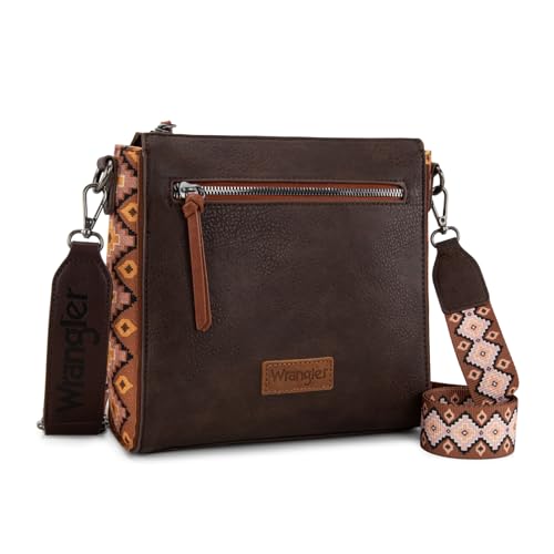 Wrangler Aztec Crossbody Purse Medium Shoulder Bags for Women Western Handbag with Guitar Strap