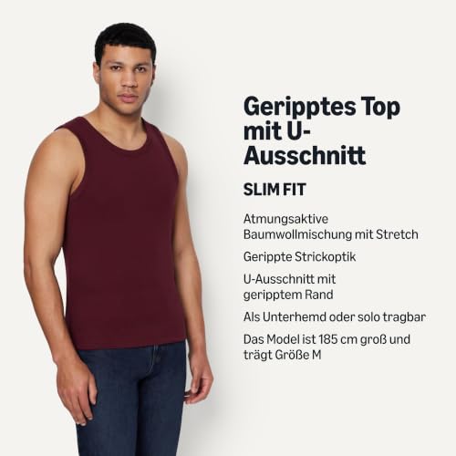 Amazon Essentials Herren Slim-Fit-Tanktop Mit Rippstrick, 2er-Pack, Rot/Dunkles Burgunderrot, XL – Ansicht 4