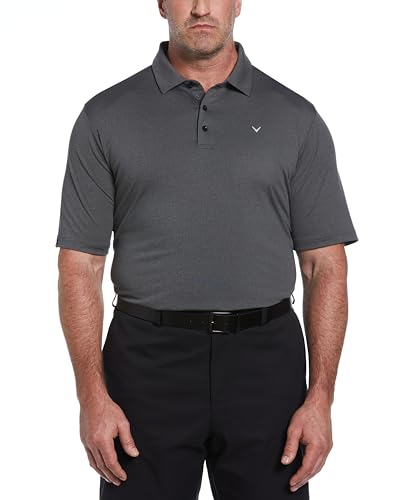 Callaway Men's Ventilated Classic Jacquard Short Sleeve Golf Polo, Stretch Seams, Moisture-Wicking (Available in Big & Tall)