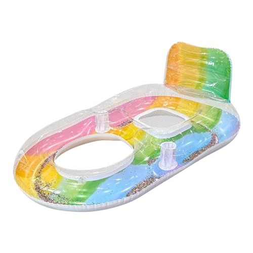 Chaise flottante gonflable à paillettes avec dossier et porte-gobelet pour piscine