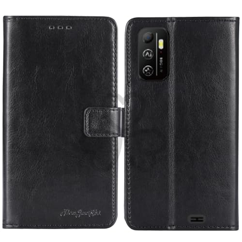 TienJueShi Noir Flip Retro Support à Rabat Cuir Housse Coque pour Logicom Five Pro 5.45 inch Étui Cas Couverture Protecteur Case Portefeuille Cover