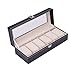 Uhrenbox Uhrenkasten Uhrenschatulle Uhrenkoffer Watch Box Eleganter Speicher Schaukasten PU Leder für 6 Uhren Damen Herren schwarz abschließbar