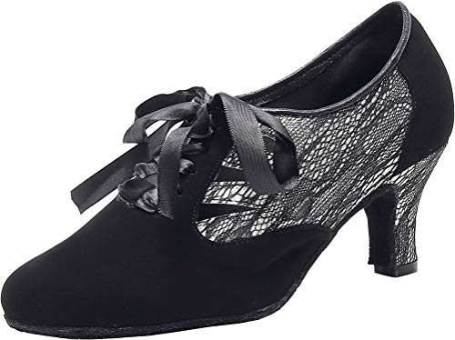 Escarpins danse latine femme bout fermé avec semelle souple Tango et lacets