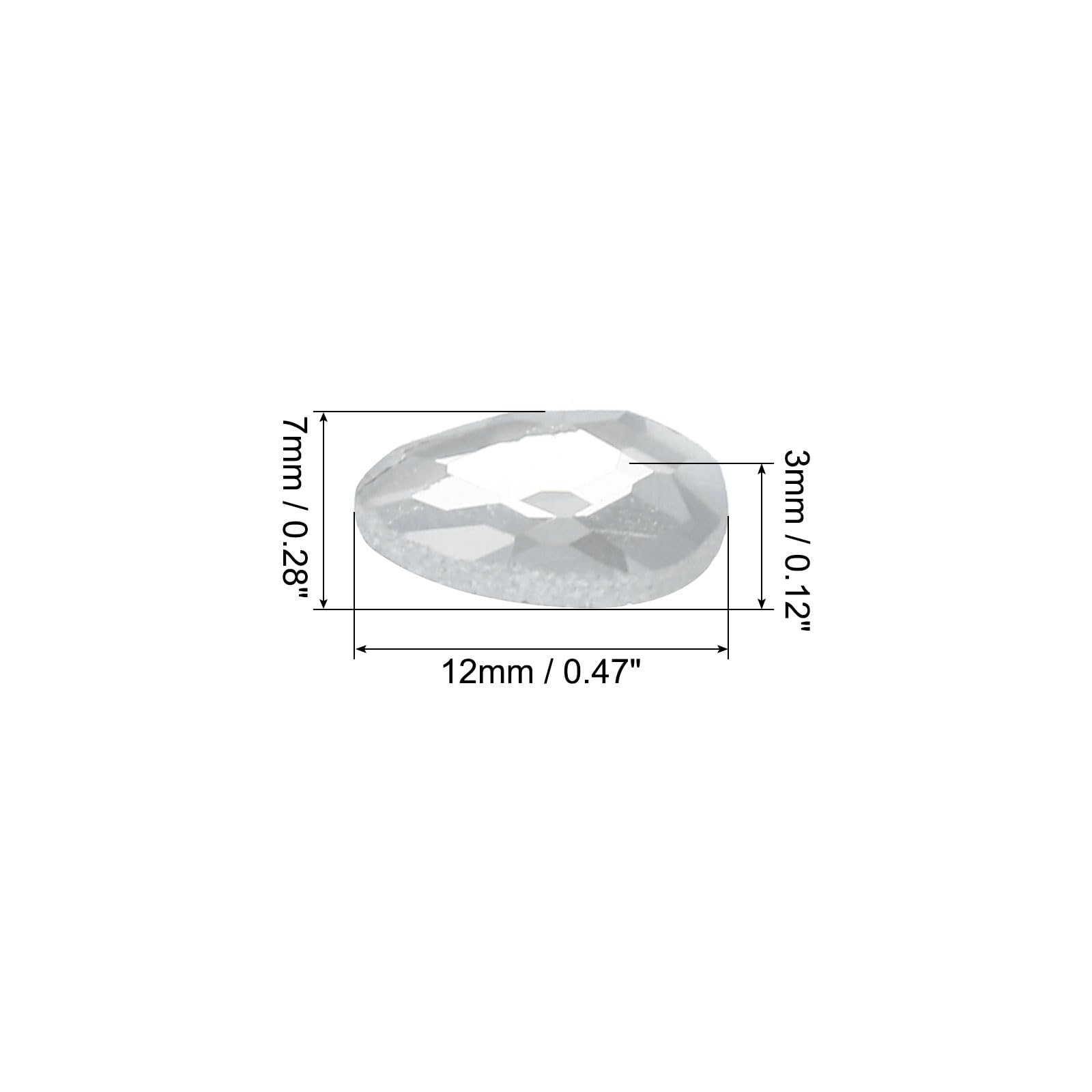 PATIKIL Acrylic Teardrop Gems, 100 Pcs 12x7mm Flat Back Teardrop Rhinestones Plastic Gems for Jewelry Making DIY Craft Clear - Image 2