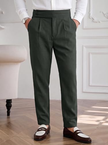 Image of TOPLOT Men's Cotton Casual Trouser | Elegant Pleated Front with Dual-Button Waistband | Comfortable Stretch Elasticity for Easy Movement | Tapered Ankle Finish | Casual & Office Wear (5277)
