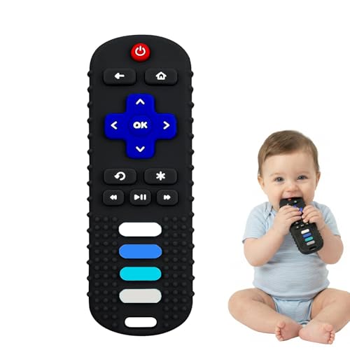 Image of Silicone Baby Teething Toys,Teething Toys for Babies 3 6 18 24 Months,Baby Silicone Chew Toys,Remote Control Shape Teether Toys,BPA Free(N-Black)