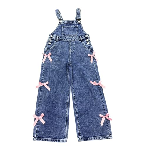 Salopette en jean pour filles délavée effet flocon style décontracté