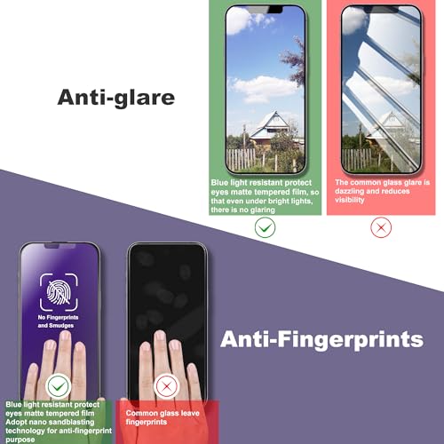 Image of 2-Pack Anti Blue Light Matte Screen Protector for iPhone 13 Pro Max and iPhone 14 Plus 6.7-Inch, Auto Dust Removal, No Bubbles, High Definition Clear, Easy Installation