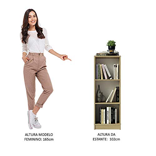 Estante Livreiro Madesa 6905 com 3 Nichos - Carvalho