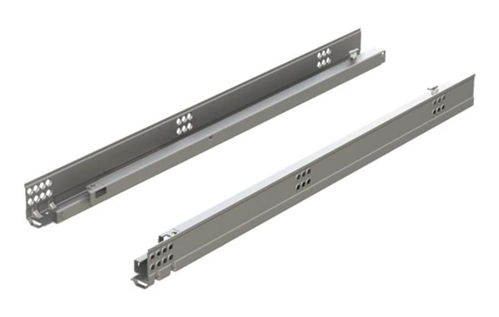 Blum 554H3810B01 Tandem 15 Inch 7/8 Extension Undermount Concealed Drawer Slides with 75 Pound Weight Capacity and Soft Close - Pair - Zinc