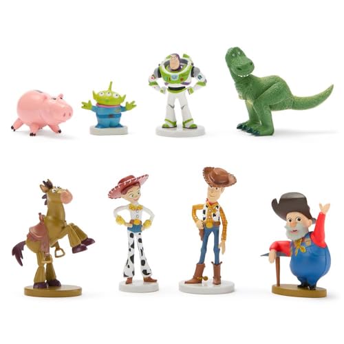 Disney Store Official Toy Story Figure Set - 8 Fully Sculpted Disney Figures Including Buzz Lightyear, Woody, Jessie & More in Double-Tiered Box with...
