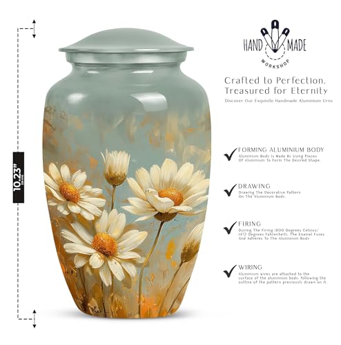 Image of Dance of Daisies Urns for Human Ashes Adult Man Male - Urns for Ashes Adult Female Mother - Urn for Women - Cremation Urn Large (10 inch)