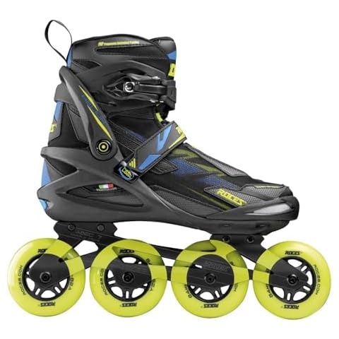 ROCES Men's Helium II TIF Lightweight Breathable Adjustable Fitness Sporty Outdoor Four 84mm Wheel Inline Racing Skates with Easy Entry System & Invisible Frame, Black/Lime, 9 Cover