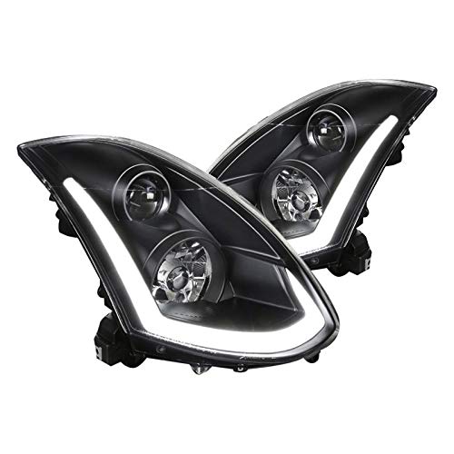 Sequential Signal Projector Headlight In Black Bezel And Clear Lens Made For And Compatible With G35 2003-2007
