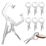Giloaou 6Pcs C Clamp Locking, 6 Inch Heavy Duty Welding Clamps Pliers Set with Swivel Pads, Vise Grip Clamps for Metalworking, Woodworking, Home Workshop & Professional Repair