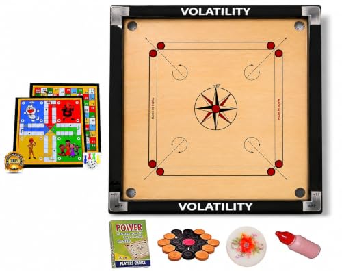 Image of Volatility Carrom Board with Coin Powder Striker (32 inch with Ludo Gold VT-01)