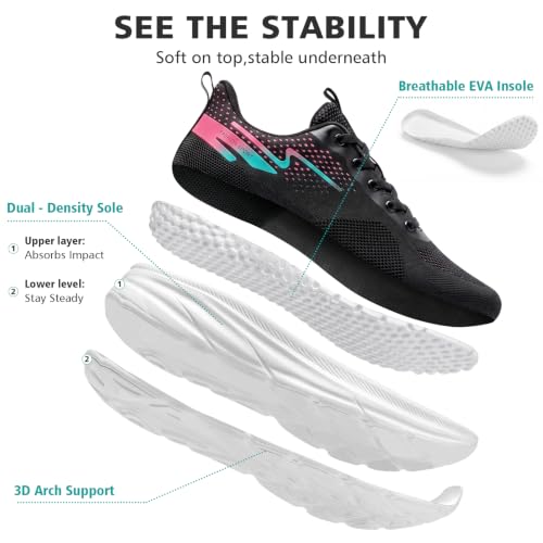 Image of Padgene Womens Sneakers Lightweight Tennis Walking Shoes Sports Running Shoes for Woman Mesh Breathable Gym Fashion Sneakers Athletic Comfortable Casual