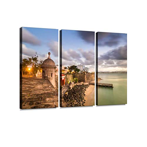 San Juan Puerto Rico Wall Art Print On Canvas Artwork Puerto Rico Decor Photography Posters Unique Wall Decor Stretched and Framed for Living Room Puerto Rico Gifts Home Canvas Wall Art 3 Piece