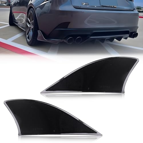 Image of Rear Bumper Reflector Compatible with Le-xus is IS250 IS300 IS350 IS200t is-F 2014-2020, [IP67 Waterproof] Rear Bumper Reflector Cover [No Bulbs], 2 PCS, Smoked Lens